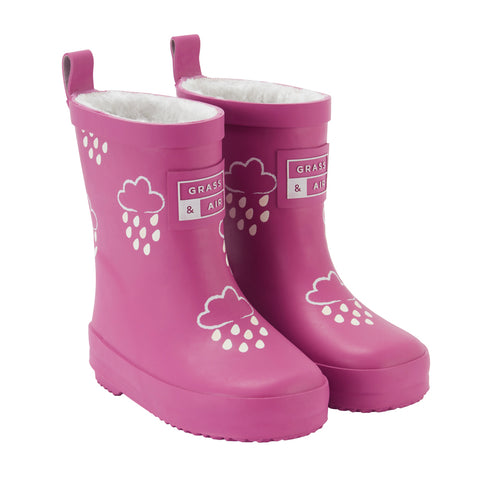 Grass & Air - Orchid Pink Colour-Changing Kids Winter Wellies