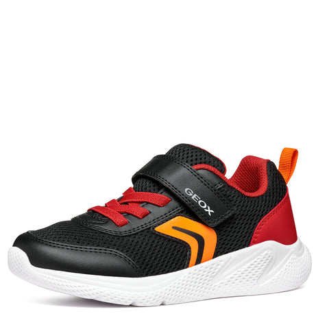GEOX J Sprintye B. A - MESH+GEOBUCK Black/Red