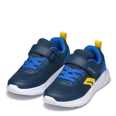 GEOX J Sprintye B. A - MESH+GEOBUCK Navy/Royal Yellow