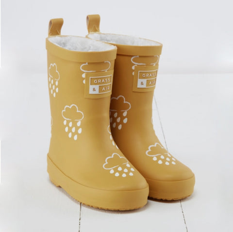 Grass & Air - Ochre Colour-Changing Kids Winter Wellies