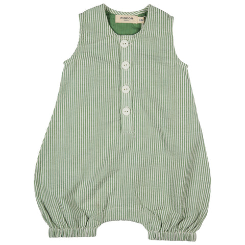 Pigeon Organics Baby All-In-One Seersucker Stripe Green SS25