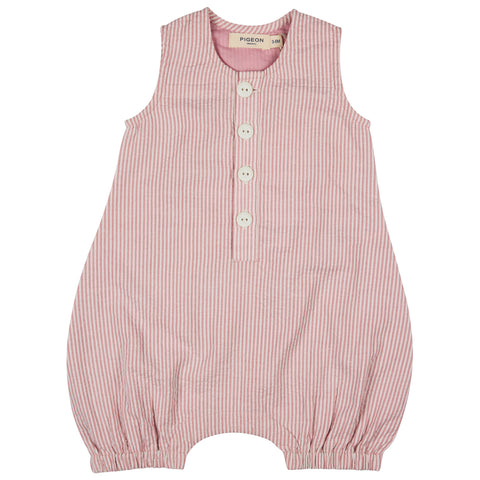 Pigeon Organics Baby All-In-One Seersucker Stripe Pink SS25