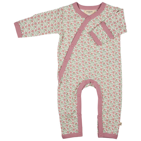 Pigeon Organics Kimono Romper (AOP) Ditsy Pink SS25