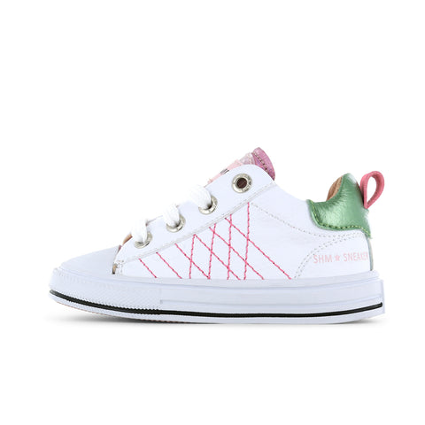 Shoesme Omero White, Pink & Green Trainer Shoe ON24S251-A