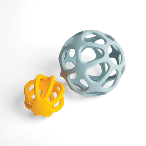 Bigjigs Activity Balls (set of 2 yellow & grey)