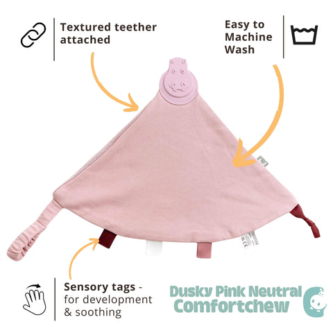 Cheeky Chompers Dusty Pink Neutral Comfortchew - Baby Comforter With Teether