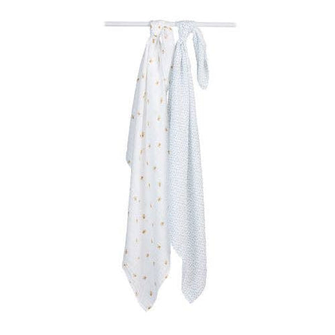 Lulujo - Cotton Swaddle - Bees / Dots - 2 Pack