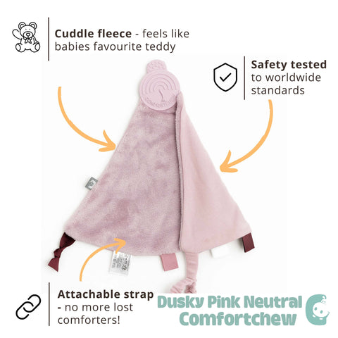 Cheeky Chompers Dusty Pink Neutral Comfortchew - Baby Comforter With Teether