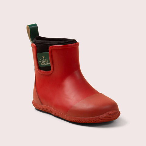 Little Green Radicals Red Ankle Natural Rubber Rain Boots