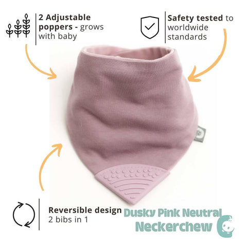 Cheeky Chompers Dusky Pink Neckerchew - Teething Dribble Bib  New Neutral range