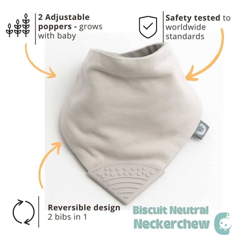 Cheeky Chompers Biscuit Neckerchew - Teething Dribble Bib  New Neutral range