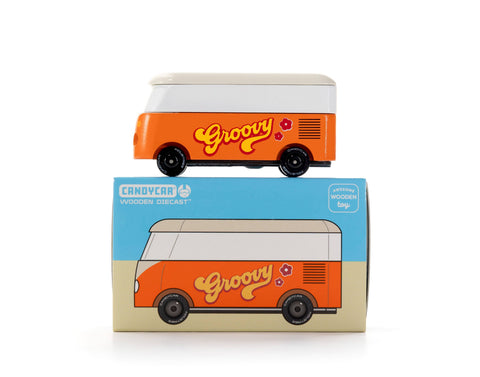 Candyvan - VW T1 Orange - Wooden Diecast Toy Car Candylab