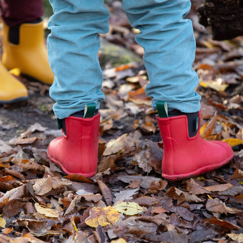 Little Green Radicals Red Ankle Natural Rubber Rain Boots