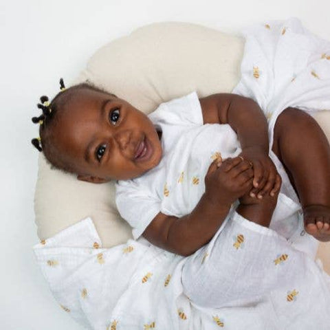 Lulujo - Cotton Swaddle - Bees / Dots - 2 Pack