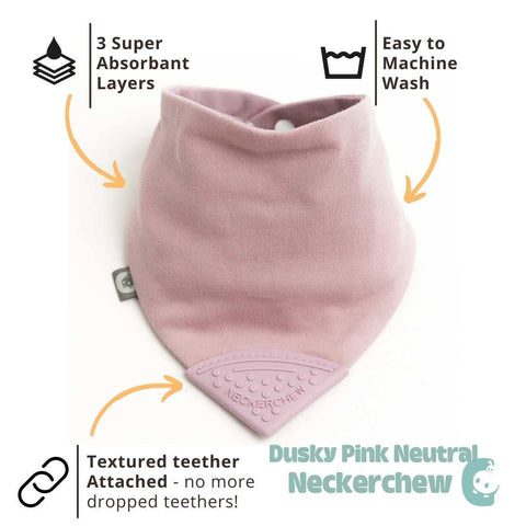 Cheeky Chompers Dusky Pink Neckerchew - Teething Dribble Bib  New Neutral range