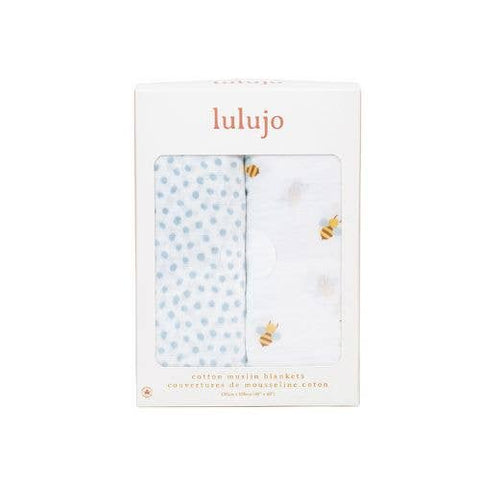 Lulujo - Cotton Swaddle - Bees / Dots - 2 Pack