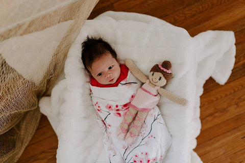 Crochet Baby Doll Ballerina Rattle - pale pink