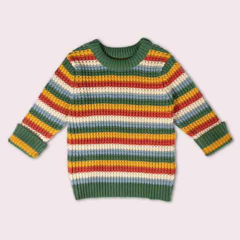 Little Green Radicals Rainbow Waffle Snuggly Knitted Jumper