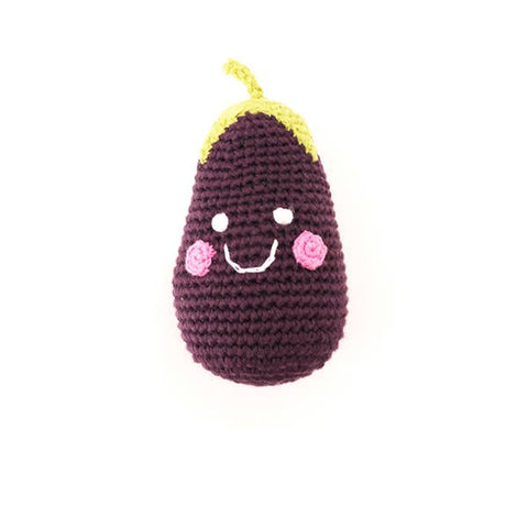 Crochet Baby Toy Friendly aubergine rattle