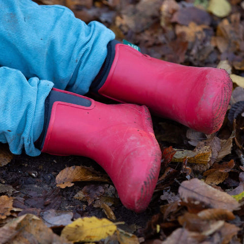 Little Green Radicals Red Ankle Natural Rubber Rain Boots