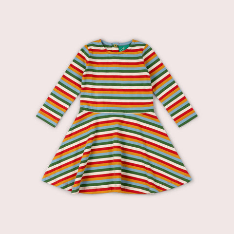 Little Green Radicals Rainbow Striped Long Sleeve Spinny Dresses