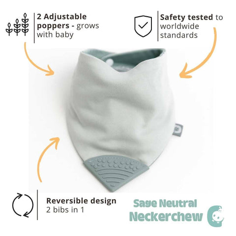 Cheeky Chompers Sage Neckerchew - Teething Dribble Bib  New Neutral range