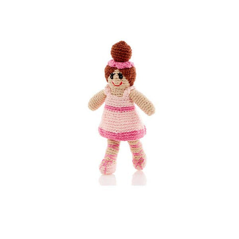 Crochet Baby Doll Ballerina Rattle - pale pink
