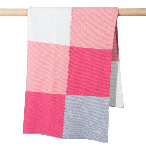 Kite Patchwork knit blanket Pink