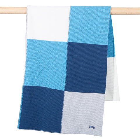 Kite Patchwork knit blanket Blue