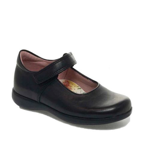 Petasil School Shoes, Bea Black Leather