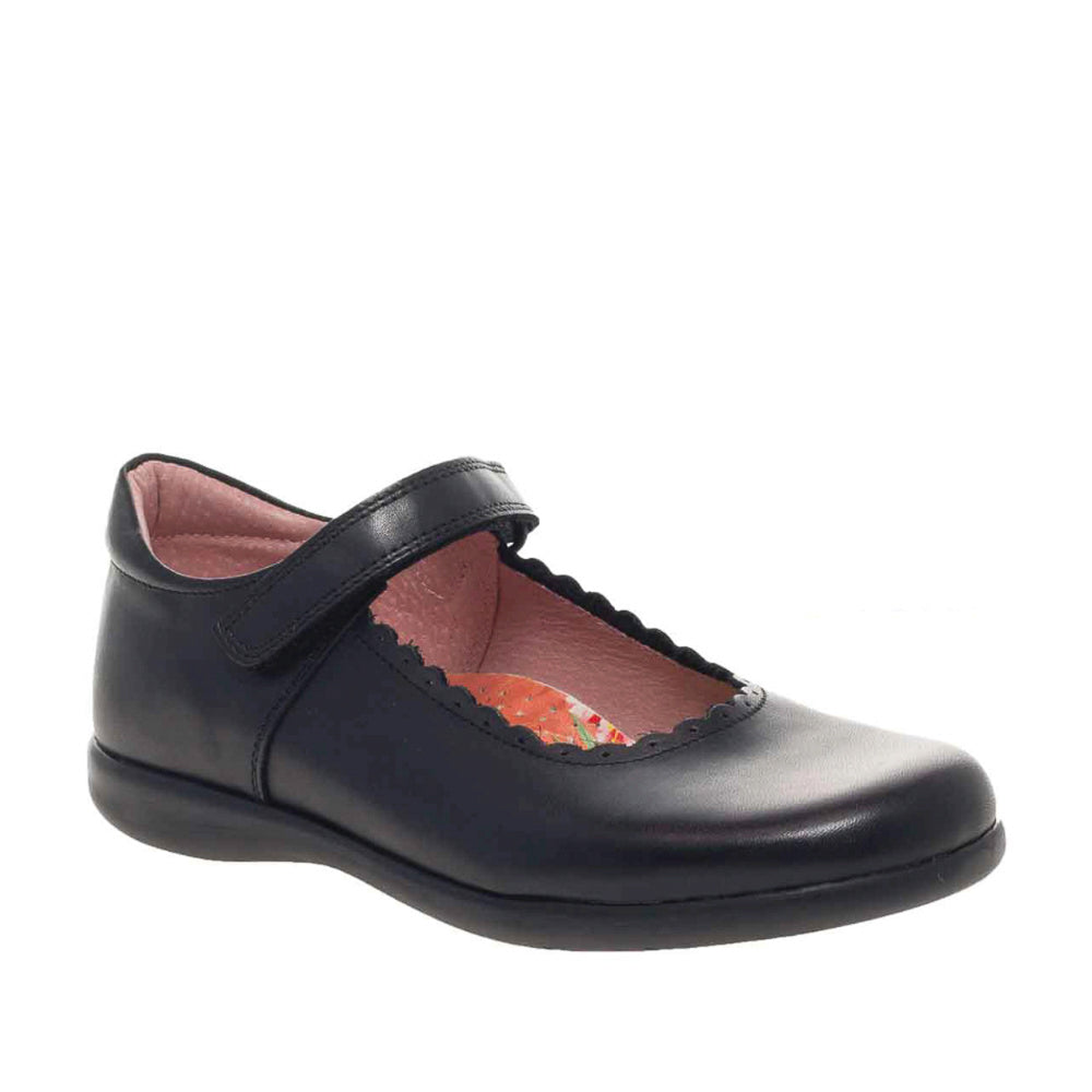 Petasil School Shoes, Blanche Black Leather