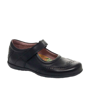 Petasil School Shoes, Expo Black Leather