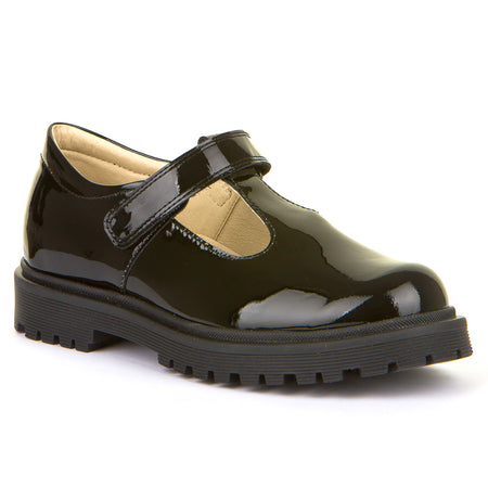 Froddo Black Patent School Shoe T-Bar LEA T G3140113-1