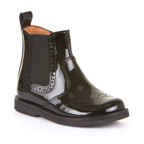 Froddo Boot Black Patent Elastic Detail G3160061-1