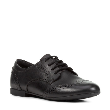 Geox Plie Black School Shoe