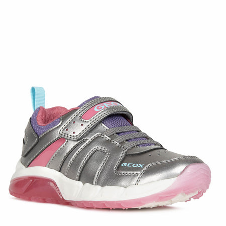 Geox J Spaziale Silver/Fuschia Trainers
