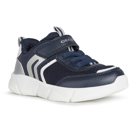 Geox J Aril Boy Navy/Silver Trainers