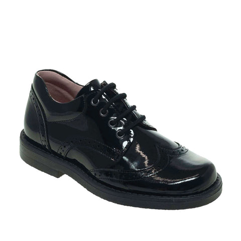 Petasil School Shoes, Mara Black Patent