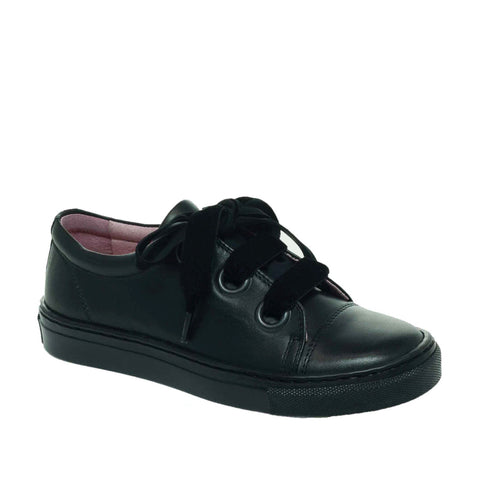 Petasil School Shoes, Paula Black Leather