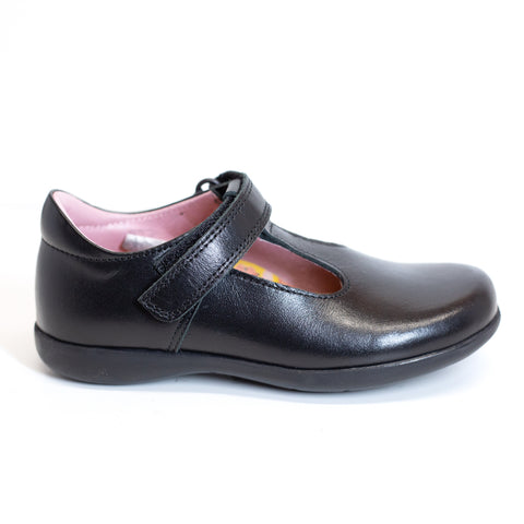 Petasil School Shoes, Thais 2 Black Leather