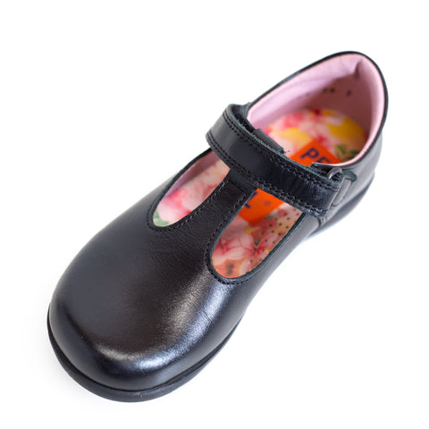 Petasil School Shoes, Thais 2 Black Leather