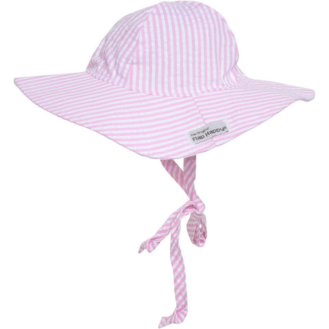 Flap Happy UPF 50+ Floppy Hat  Pink Stripe Seersucker