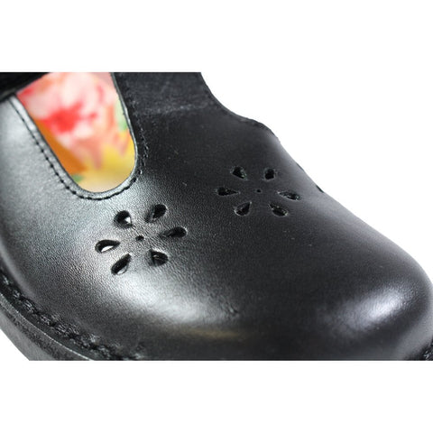 Petasil School Shoes, Clara Black Leather