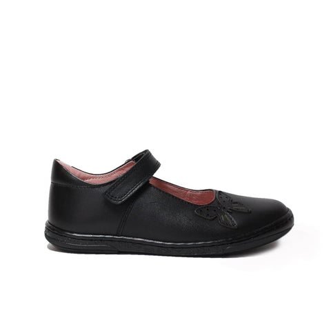 Petasil School Shoes, Dakota Black Leather
