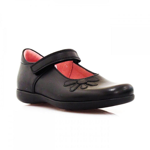 Petasil School Shoes, Bonnie Black Leather